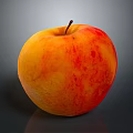Fresh Ripe Orange Red Apple With Red Spots On Dark Background And Reflection