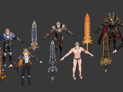 Game and Movie Characters Featuring Multiple Armor Sets Weapon Designs and Base Models 3d model