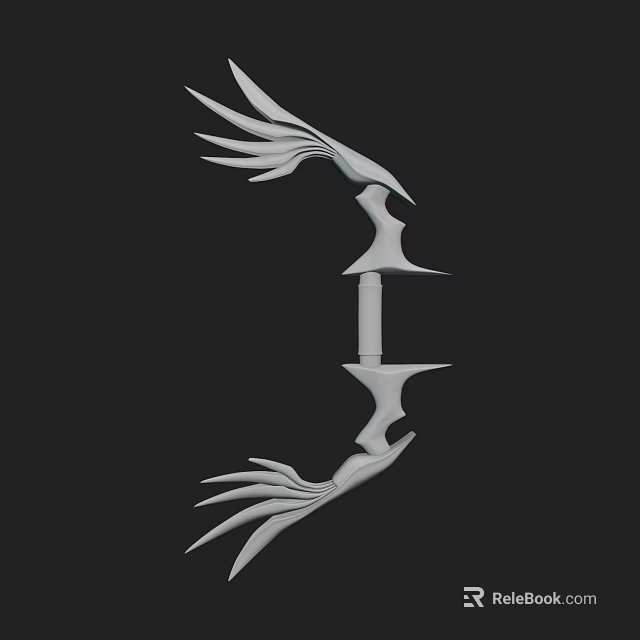 White Feathered Weapon With Unique Symmetrical Structure Against Black Background 3d model