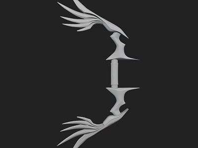 White Feathered Weapon With Unique Symmetrical Structure Against Black Background 3d model