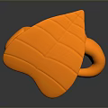 Orange Reptile 3D Model With Curled Body And Fan Shaped Back On Dark Reflective Surface