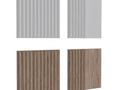 Vertical Stripe Wall Panels in Light Gray and Wooden Textures for Home Decor 3d model