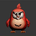 Angry Red Bird Character With Red Feathers Black Eyebrows Yellow Eyes And Orange Claws