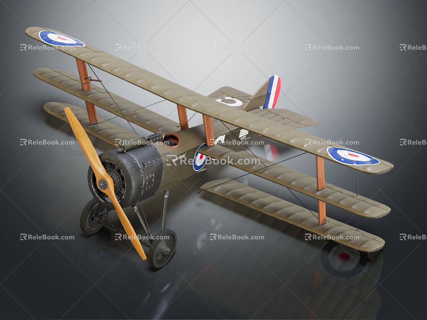 Modern fighter triplane 3d model