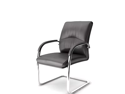 Modern Black Leather Office Chair With Metal Armrests And Chrome Frame Design 3d model