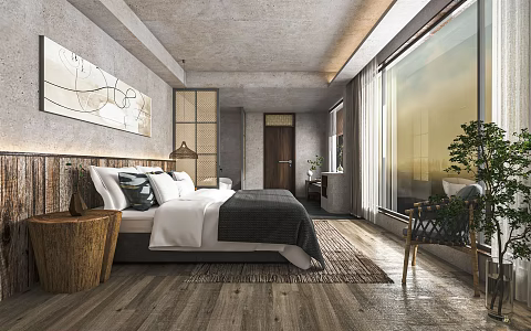 Quiet Room Homestay Room Hotel Room Nature Homestay Inn Inclined Top Hotel Room 3d model