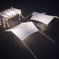 White Outdoor Tents Adorned With String Lights For Evening Event Setup 3d model
