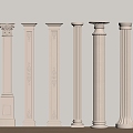 European Column Roman Column Gypsum Column Gypsum Line Cylindrical Square Column 3d model