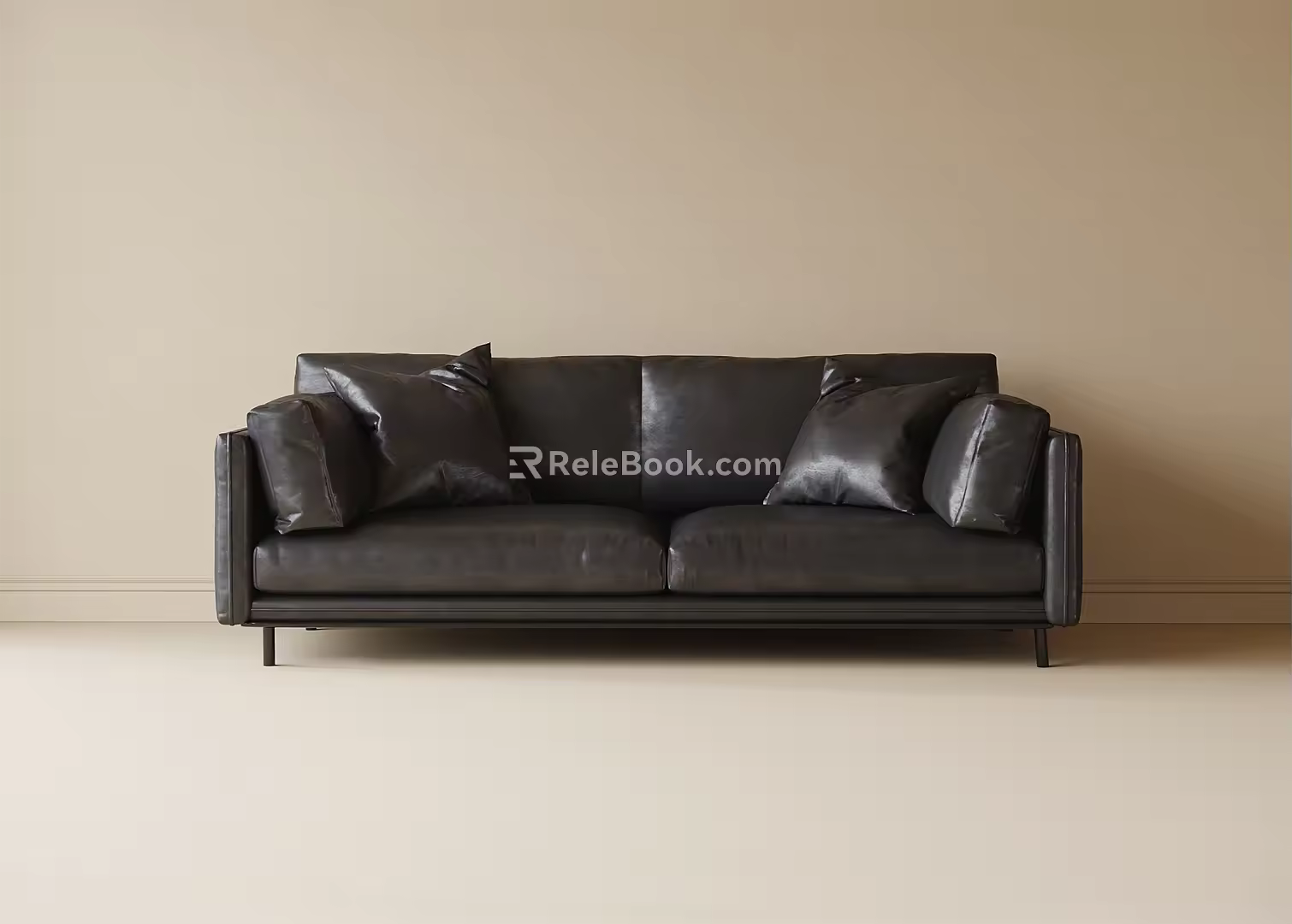 modern double sofa leather sofa 3d model