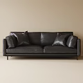 modern double sofa leather sofa 3d model