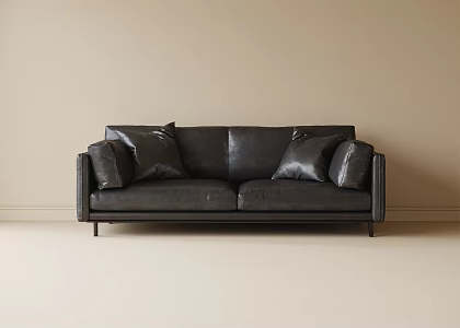 modern double sofa leather sofa 3d model