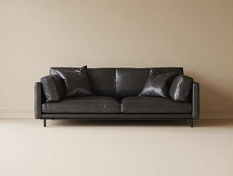 modern double sofa leather sofa 3d model