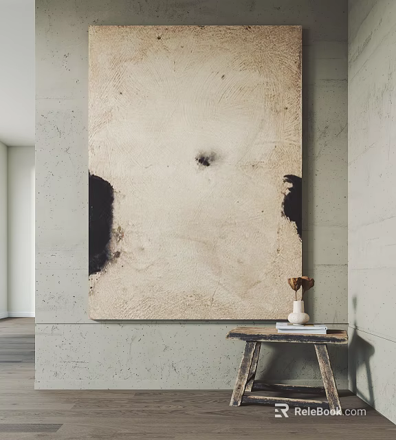 Abstract Painting Decor In Minimalist Interior Space 3d model