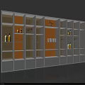 Modern Wine Cabinet With LED Lighting Multiple Shelves Orange Background LOVE Lettering And Wine Bottles