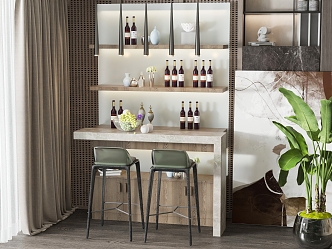 Modern Bar Chair Combination Bar Chair Wine Cabinet Combination 3d model