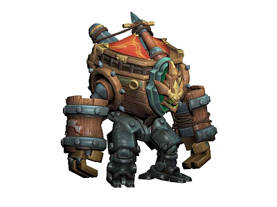 Mechanical Character And Creature Design With Wooden Metal Structure And Head Details 3d model