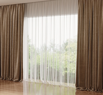 modern curtain gauze curtain 3d model