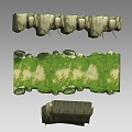 Three Shading Two Stone Bridge Stone Step Corridor Rock Flat Rock Grass Map Legendary Wind Hand-painted Scene 3d model