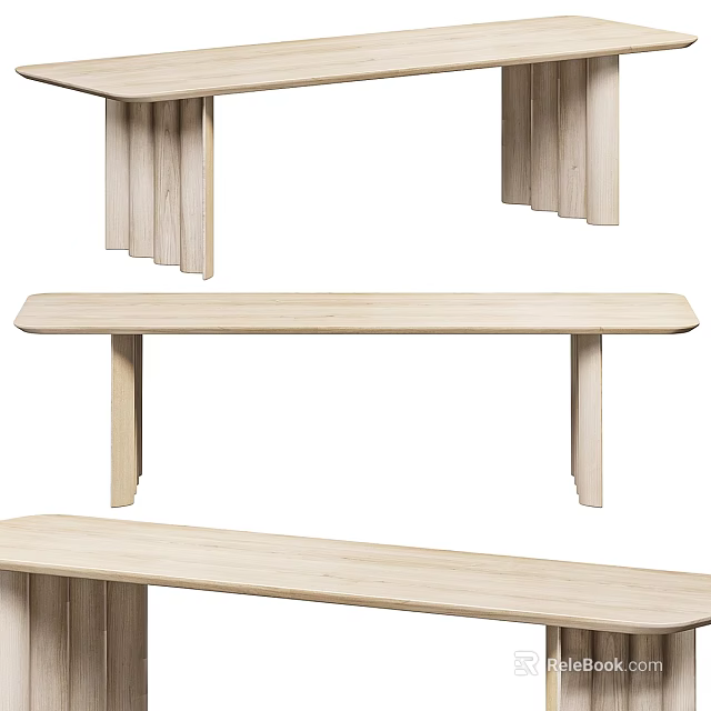 Simple Wooden Bench Designs Displayed In Multiple Angles With Natural Finish 3d model