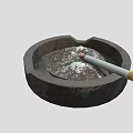 Decorative Ornament Set With Black Ashtray Lit Cigarette And Ash For Home Decoration