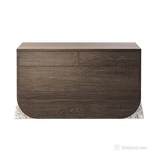 Modern Dark Brown Wooden Sideboard With Sleek Design Drawers And Marble Base 3d model 