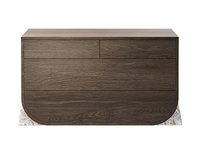 Modern Dark Brown Wooden Sideboard With Sleek Design Drawers And Marble Base 3d model