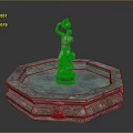 Outdoor Decorative Fountain With Octagonal Stone Base Blue Water And Sculpted Figure