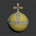 Golden Orb With Cross Top And Colored Gems For Royal Ceremonial Attire