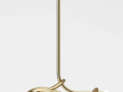 Golden Modern Chandelier With Curved Metal Frame And Minimalist Design For Interior 3d model