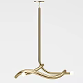 Golden Modern Chandelier With Curved Metal Frame And Minimalist Design For Interior