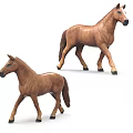 Brown Toy Horse Models Standing In Different Poses On White Background 3d model