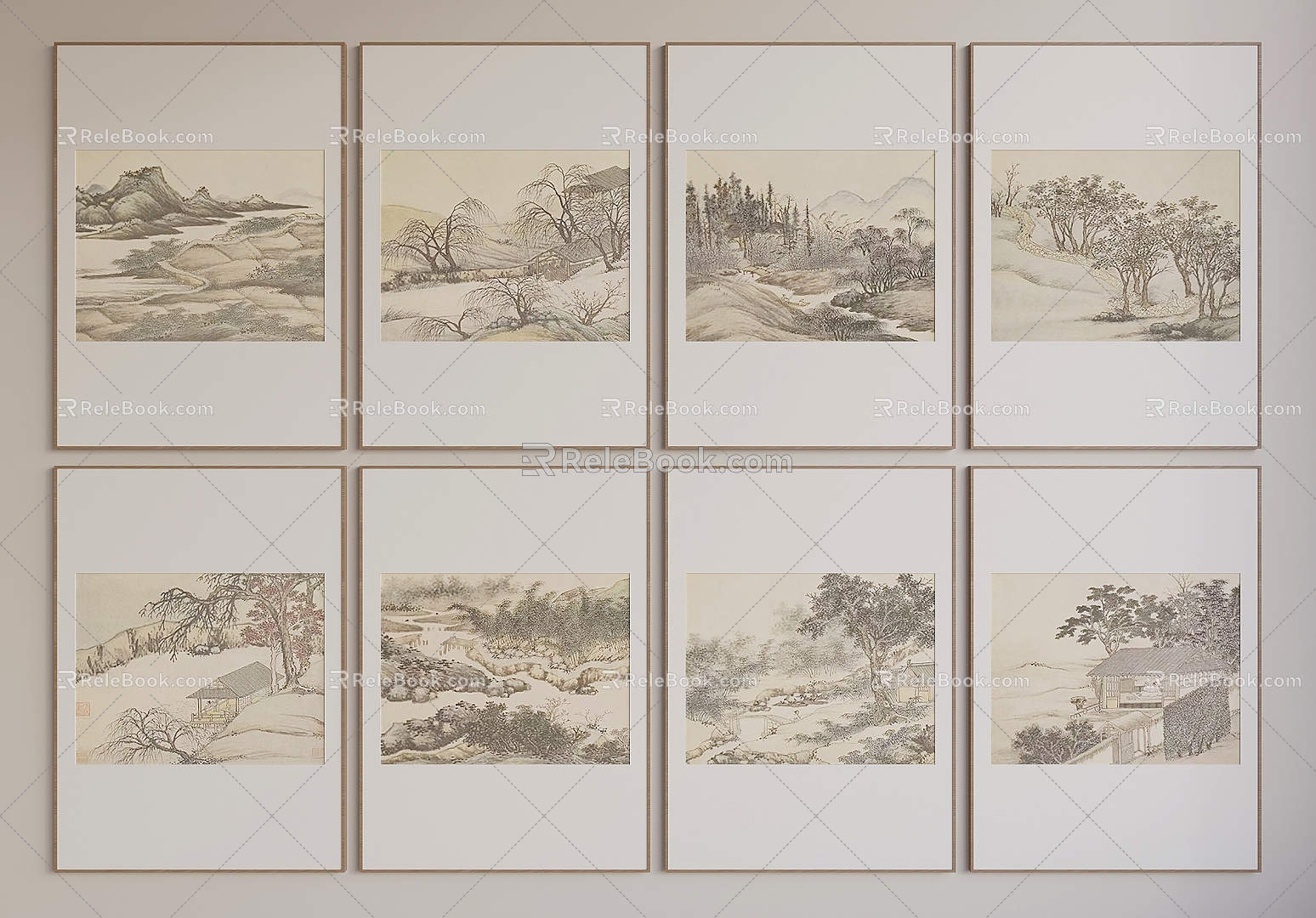 New Chinese Hanging Paintings 3d model