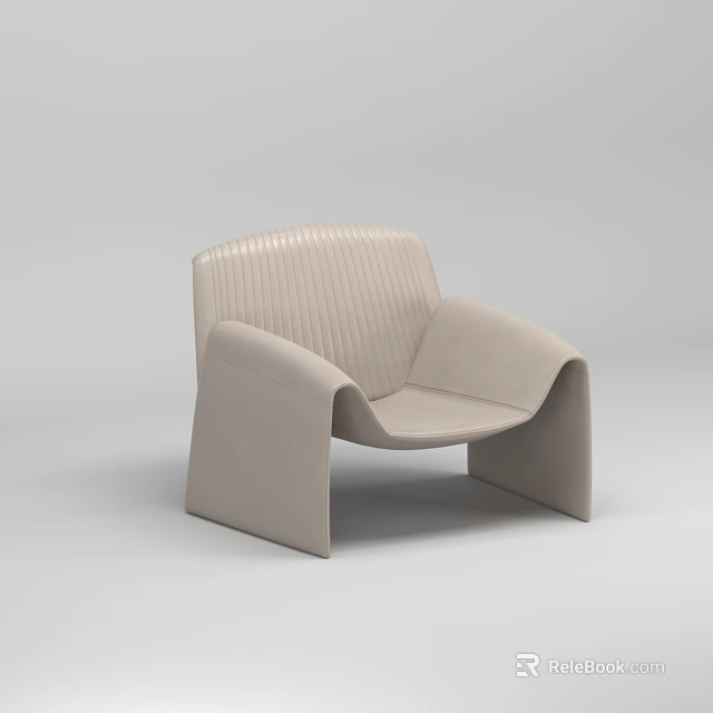 Modern Single Chair With Striped Backrest And Unique Light Color Design 3d model 