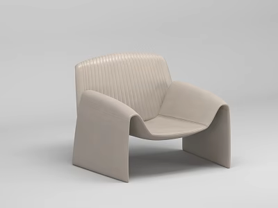 Modern Single Chair With Striped Backrest And Unique Light Color Design 3d model