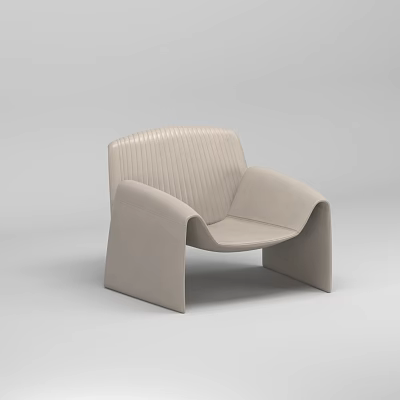 Modern Single Chair With Striped Backrest And Unique Light Color Design 3d model