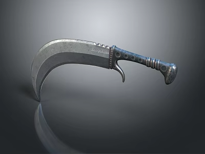 Vintage Scimitar Weapon With Curved Metal Blade And Decorative Handle 3d model