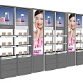 Cosmetic Display Shelves With Multi Tiered Racks Drawers And Advertising Panels