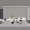 Modern Living Room Interior Design With White Sofa Round Chair Floor Lamp And Plants