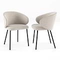 Modern Round Wooden Table Set with Four Upholstered Chairs and Metal Legs