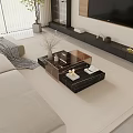 Modern Open Concept Living Dining Interior With Sofa Dining Table And Pendant Lights 3d model