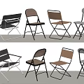 Modern Foldable Dining Chairs With Metal Frames And Various Colors 3d model