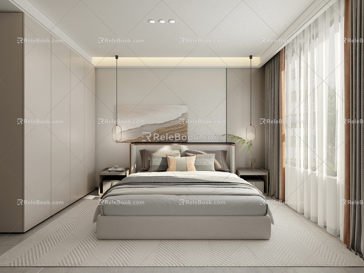 Three Bedroom Wardrobe Bedding 3d model