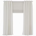 Modern Beige Curtain Interior Design With Roller Blind And Side Panels 3d model
