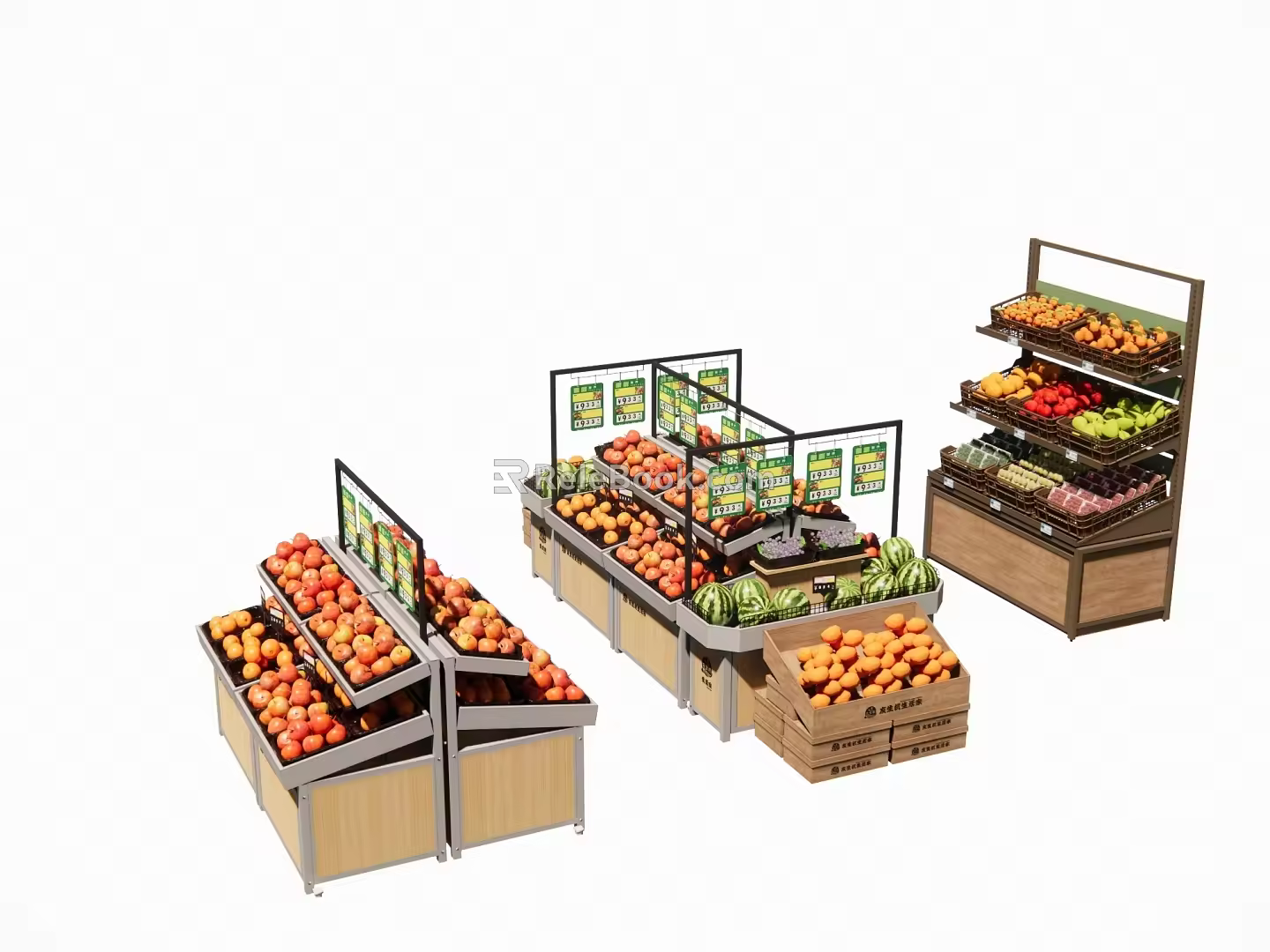Modern shelf fruit store shelf display cabinet island cabinet 3d model