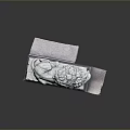 Detailed Stone Lion Statue Lying On Carved Stone Pedestal With Ancient Design