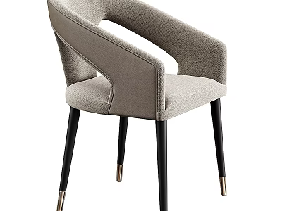 Modern Single Chair With Curved Armrests Upholstered Fabric And Black Wooden Legs With Metal Accents 3d model