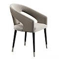 Modern Single Chair With Curved Armrests Upholstered Fabric And Black Wooden Legs With Metal Accents
