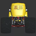 Yellow Monster Truck Toy Model With Large Red Trimmed Tires And Open Roof