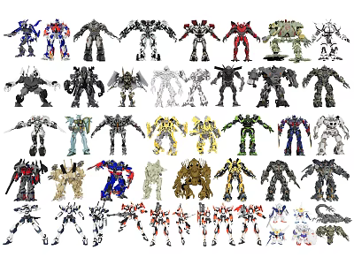 Assorted Transformers Toy Models Featuring Different Characters And Styles 3d model
