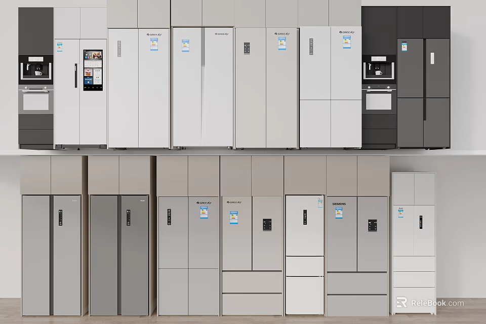 Collection of Various Refrigerators and Freezers in Different Styles and Colors 3d model 